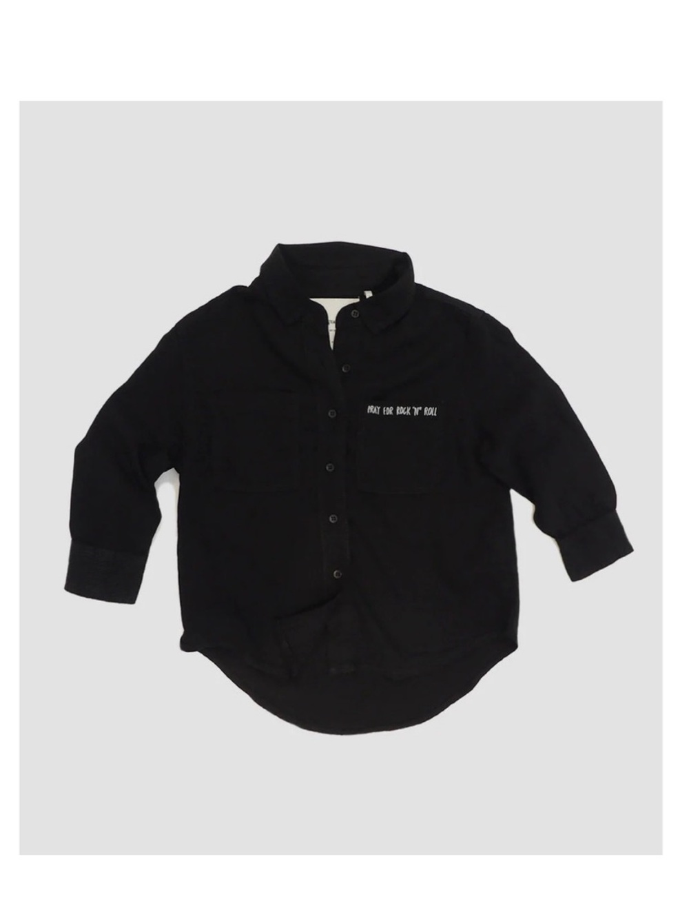 Oneteaspoon Kids Black “Pray for Rock ‘N’ Roll” Button-Up Shirt Size 8-9 NWT